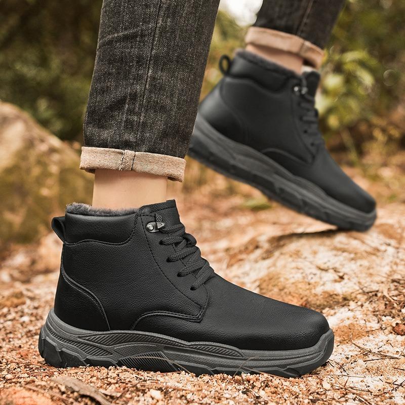New outdoor sports men's shoes snow boots men's winter fleece thickened warm thick sole height anti-ski floor shoes