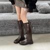 2025 New French Fashion Over-the-Knee Chunky Heel Martin Boots - Petite & Comfortable