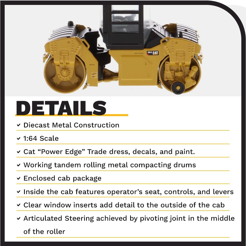 1/64 Diecast Masters Caterpillar CB-13 Roller with ROPS, Play & Collect Series Cat Trucks & Construction Equipment