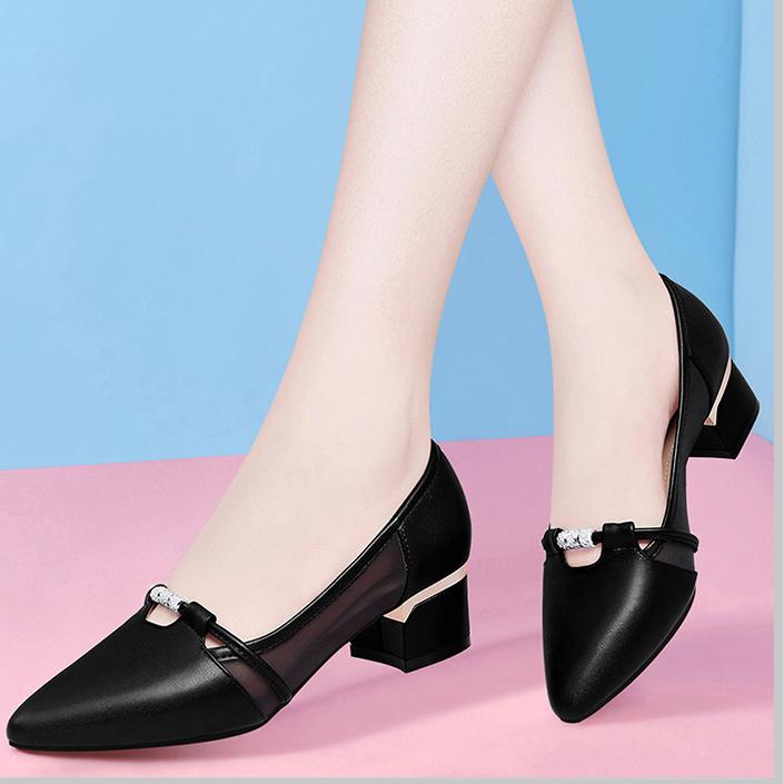 Mesh Breathable With Medium Heels Women's Shoes Pointed Toe Ladies Pumps Spring and Autumn 2025 Trend Casual Fashion 39 Footwear