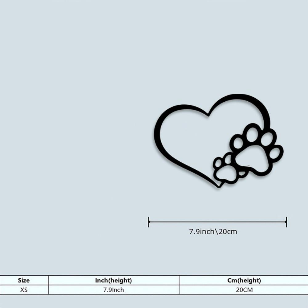 Vintage Iron Wall Art Heart Paw Print Metal Sculpture Pet Lover Shadow Decor Rustproof Minimalist Ornament for Living Room Bedroom Farmhouse Easy Hang