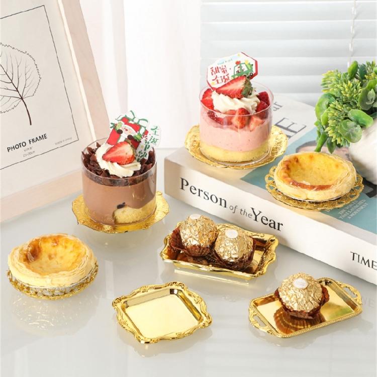 Golden Tray Jewelry Display Plate Kichen Food Fruit Round Stroage Organizers