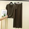 T-shirt estive in modal a maniche corte e pantaloni a gamba larga Set pigiama tinta unita Abbigliamento casual per la casa Tuta 2 pezzi Pigiama casual abbigliamento comodo