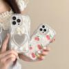 Cherry Blossom Bowknot Heart Mirror Phone Case for iPhone 17 Pro Max - Soft Silicone Ins Style