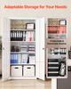 VEVOR Metal Storage Cabinet, 175 Cm Lockable Steel Garage Cabinet with 4 Adjustable Shelves, 2 Magnetic Doors, 2 Keys