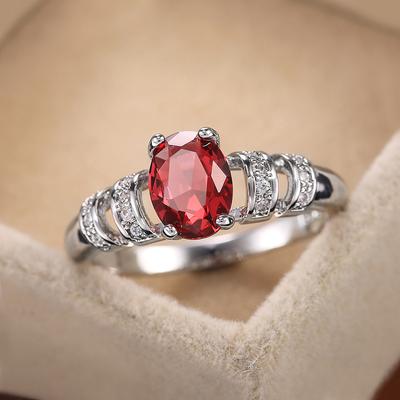 Bague de mariage en pierre ovale, nouveau Design classique à 4 griffes, bijoux blanc/bleu/rouge, 3 couleurs de pierre disponibles, magnifiques bagues pour femmes