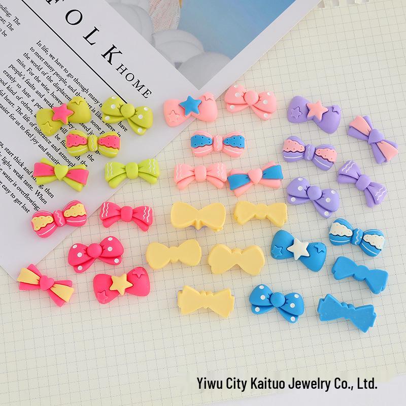 Bowknot Resin Accessories: Vibrant DIY Hair Clips, Phone Case Charms, Fridge Magnets, Crocs Decorations, and Car Adornments.