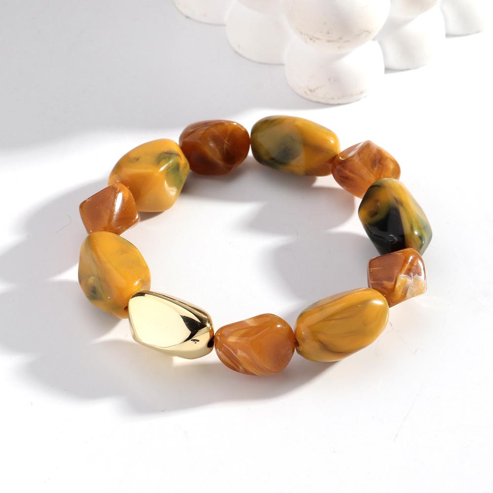 New Acrylic Irregular Geometric Beads Elastic Bracelets for Women Boho Resin Multicolor Beaded Bangle Handmade Jewelry Gifts