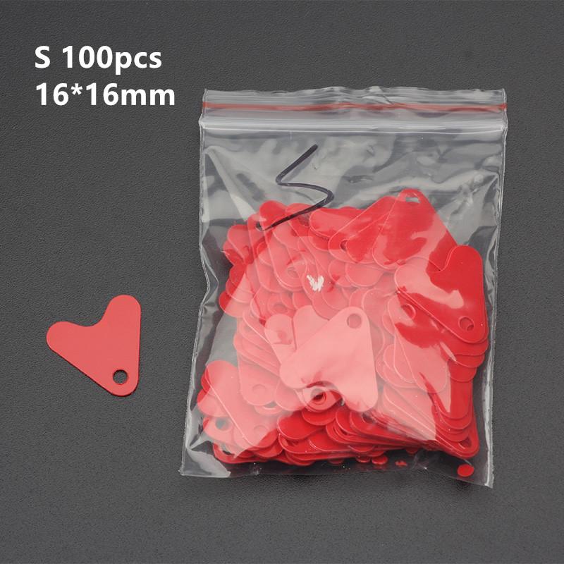 

100 шт./пакет 16/21 мм пластиковые красные рыбьи хвосты в форме сердца для металлической ложки, приманки «сделай сам» S