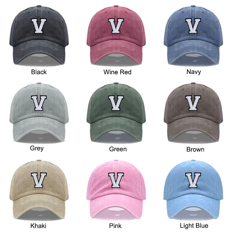 Initial Letter A-Z Embroidery Baseball Cap For Men Womne High Quality Washed Cotton Dad Hats Team Sport Visors Snapback Caps