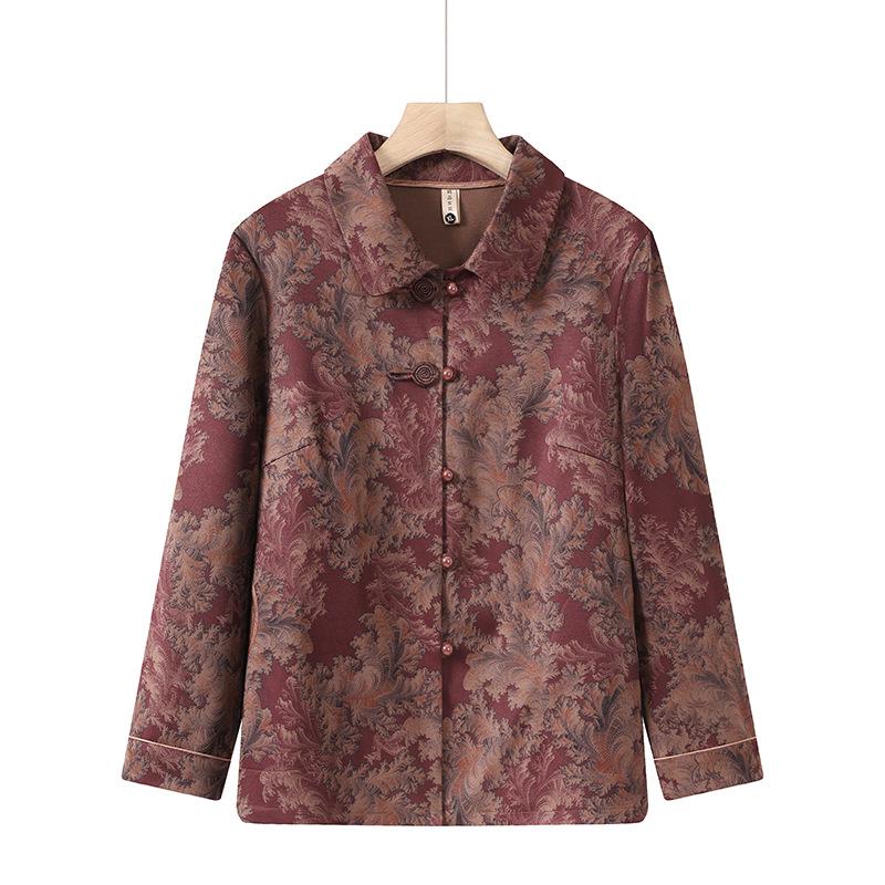 

Stylish Long-Sleeve Collared Shirt for Grandmas - 2026 Spring Fashion for Women 60+ 2XL (Recommended for 105-120 jin) червоний