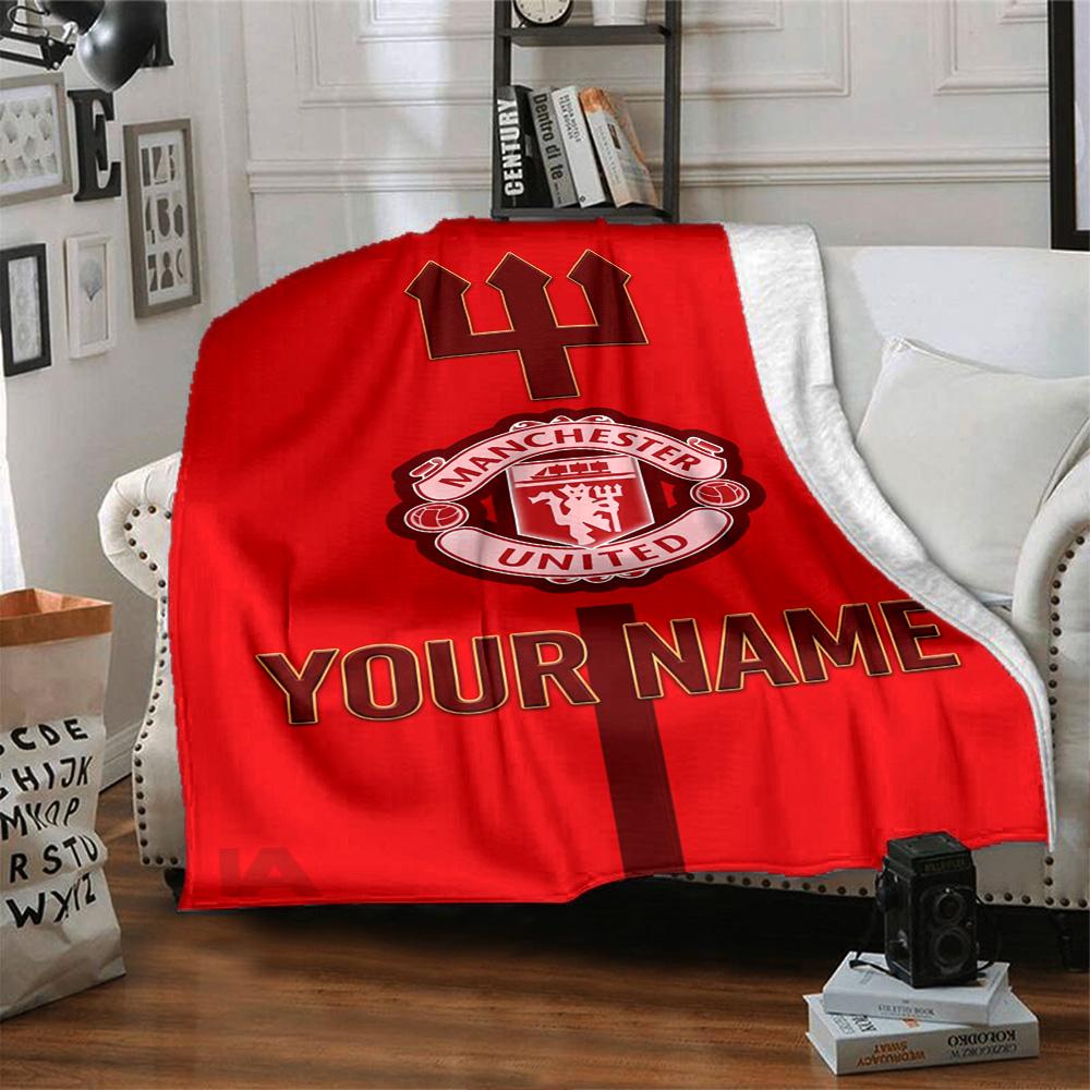Manchester Personalized Text Blanket Cozy Personalized Blanket Comfortable Throw For Home Decor Sofa Couch Bed Four Seasons Universal