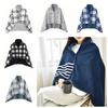 140*100cm Warm Flannel Blanket Shawl Thicken Wearable Scarf Women Retro Stripe Warm Shawl  Winter