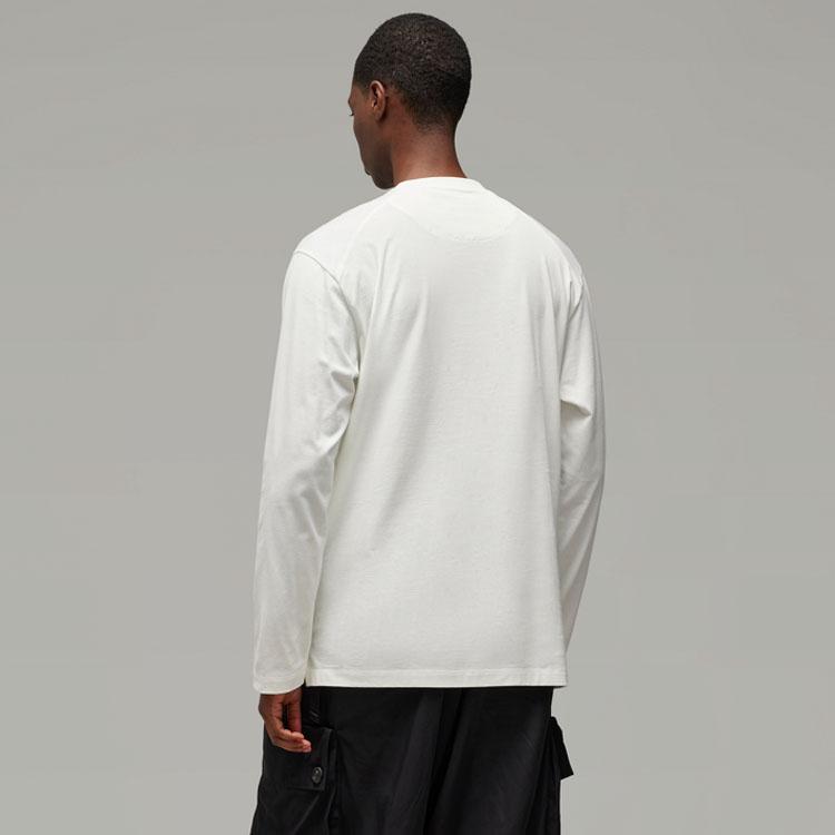 Y-3 Logo Print Crew Neck Long Sleeve Drop Shoulder T-Shirt Unisex T-Shirt White IZ3121