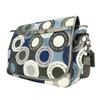 Used COACH Shoulder Bag Snap head F18377 Nylon/leather Dark marks Blue series gray Multifunctional