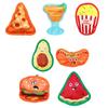 Interactive Pet Toys Thickened Oxford Cloth Bite Resistant Squeaky Dog Chew Toys with Sound Food Shapes Burger Pizza Popcorn for Teeth Cleaning Play