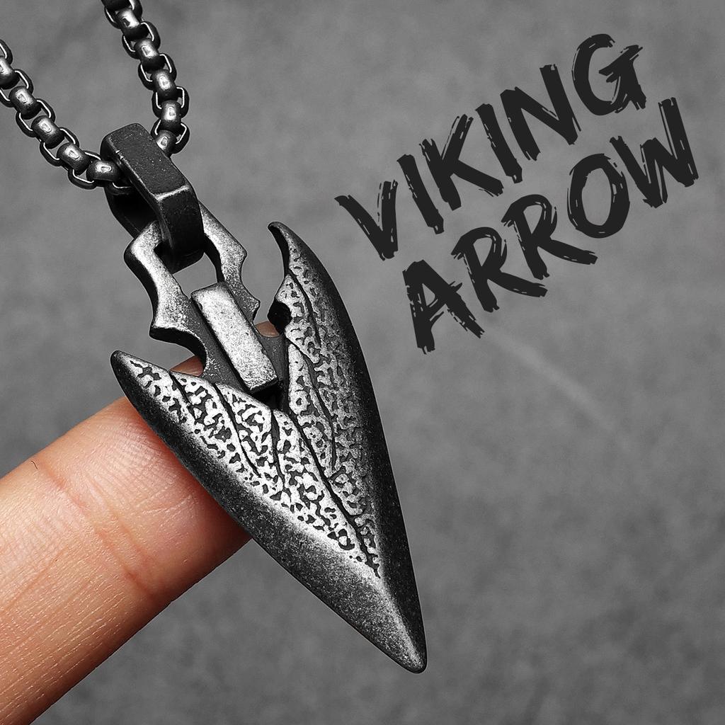 Retro Viking Arrow Texture Men Necklaces Stainless Steel Pendant Chain Women Punk Fashion Jewelry New Accessories Gift