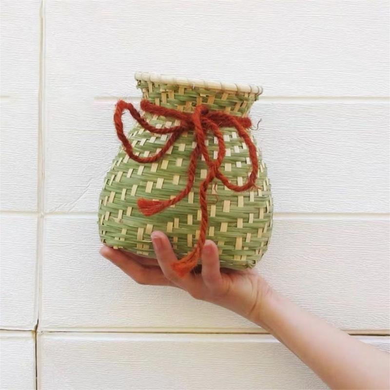 Handwoven Bamboos Fishing Basket and Flower Vases Traditional for Outdoor Lover and Home Decoration