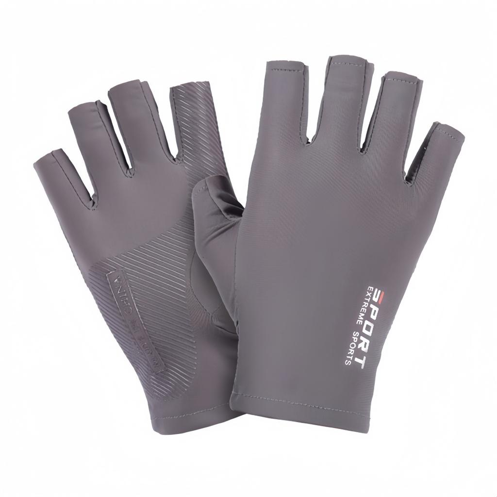 1 Pair Ice Silk Gloves Work Sunscreen Anti Slip Sweat Absorbing Touch Screen For Fitness Men'S Women'S With Exposed Fingers