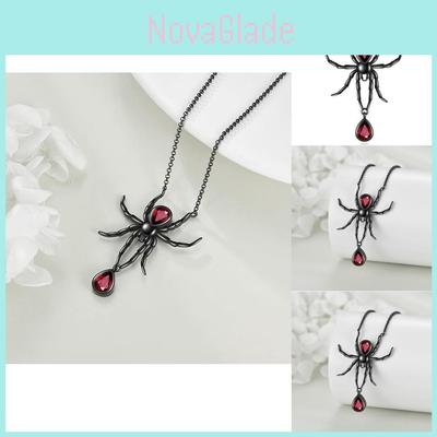 Gothic Style Black Spider Pendant Necklace For Women Fashionable Statement Jewelry