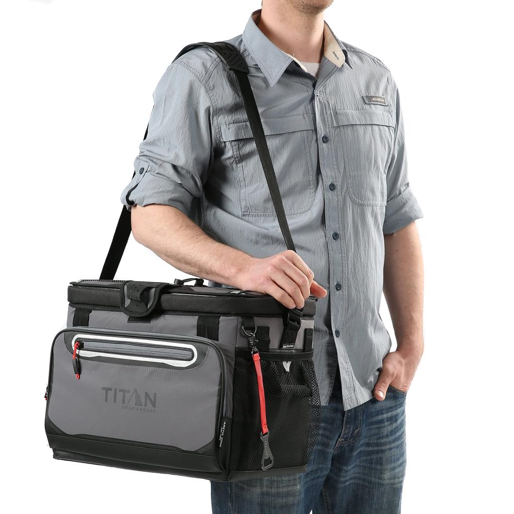 Titan Deep Freeze Cooler Box 16L 30 Gray Limited Edition Color Titan Zipperless Insulated Soft Cooler Perfect for and Outdoor Activities (Holds Cans)