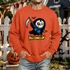 Men's Halloween Printed Long Sleeve T-Shirt Unisex Crewneck Casual Sports Top