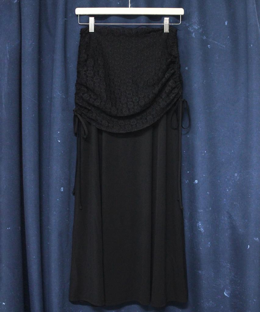 Rubati Alina Antique Lace Shirred Maxi Skirt_Black