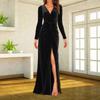 Elegant Women's Velvet Pleated Fishtail Evening Gown with Hip-Hugging Slit Skirt - 2025 Collection