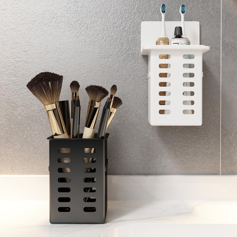 Strong Adhesive Wall Mount Chopsticks Organizers Plastic Multiple Use Rack For Utensils Brushes And Small Items