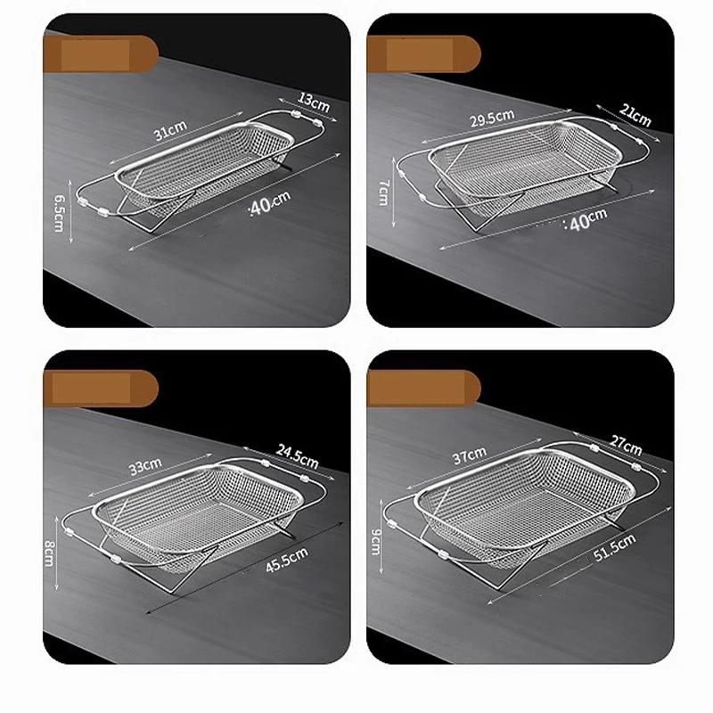 Stainless Steel Strainer Basket Colander Basket Colander with Fine Mesh Fruits Vegetables Strainer Basket Expandable Over Sink