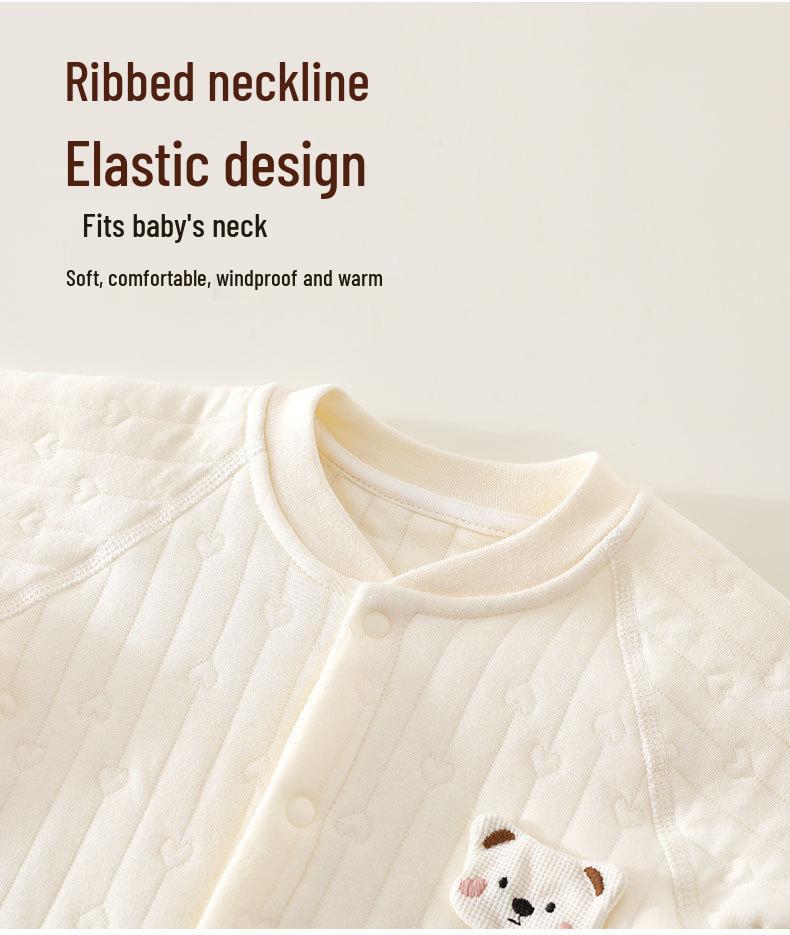 Unisex Baby Cotton Padded Jumpsuit - Thickened for Spring, Autumn & Winter Pajamas & Crawling Outfits
