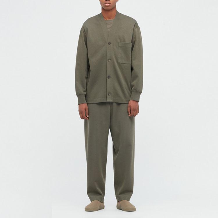 UNIQLO SS22 Solid Color Elastic Ribbed Carrot Pants Casual Pants Men bottoms Olive 447529-56