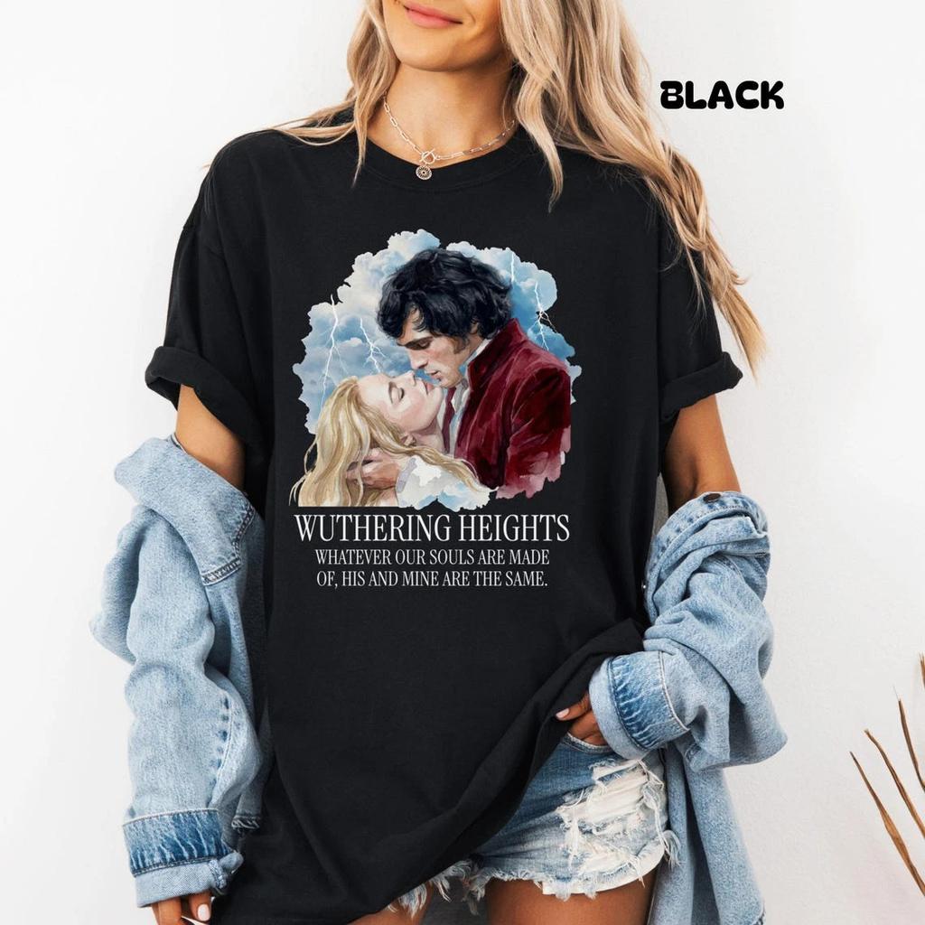 2026 Sommer Damen Wuthering Heights Emily Brontë T-Shirt Baumwolle und Atmungsaktiv Kurzarm Streetwear Oversized Locker Lässig