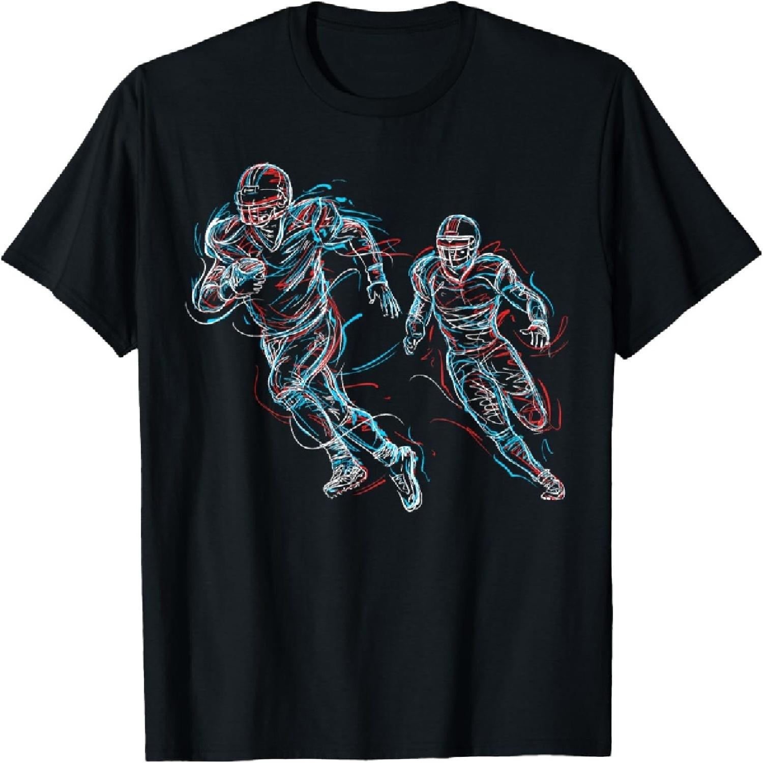 Abstract Art Football Player Running T-Shirt XXXXXL разноцветный