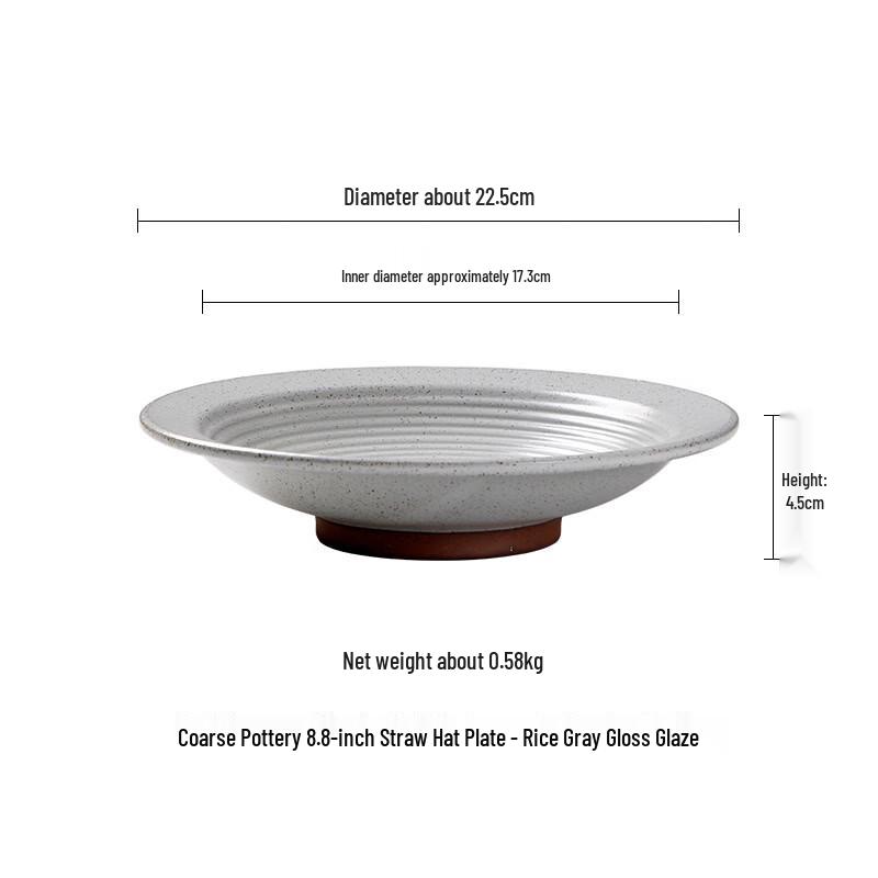 Retro Japanese Coarse Pottery Deep Plate