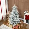 5 ft Artificial Flocked Christmas Tree with 717 Branches, Hinged Xmas Tree with Foldable Metal Stand, Easy Assembly for Home Office Decor