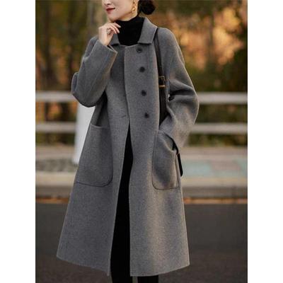 Women's Woolen Coat 2023 - Autumn/Winter Collection, Large/Small Sizes, Loose Fit, Mid-Length, Slim Style