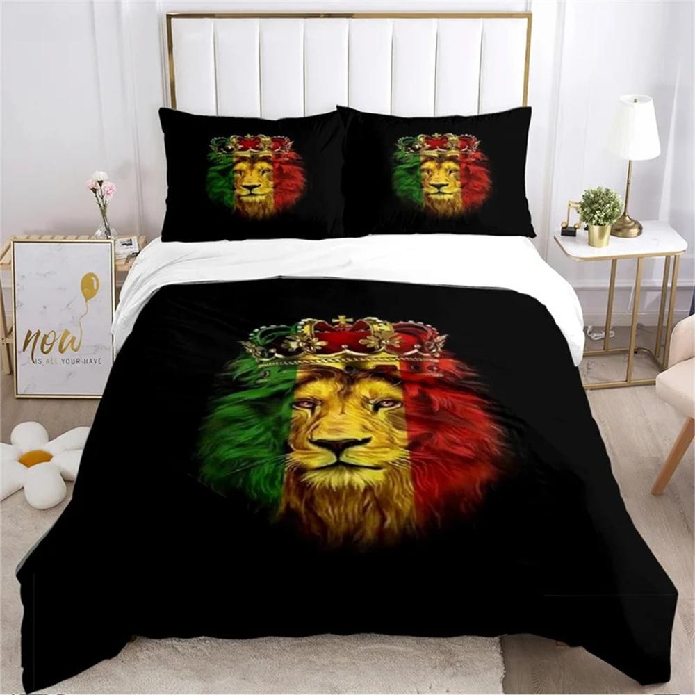 Bob Marley Löwe Ahornblatt Bettwäsche-Set Weiche Deckenbezüge Mit 1/2 Stück Kissenbezügen Für Kinder Erwachsene Mikrofaser Bettdeckenbezug