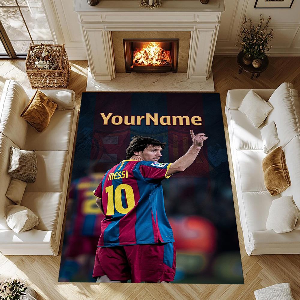 Messi 455 Personalized Name Floor Rug Office Rug Perfect for Bedrooms Study room Kitchen Balcony Antislip Carpet Office home decor Gift for Festivals