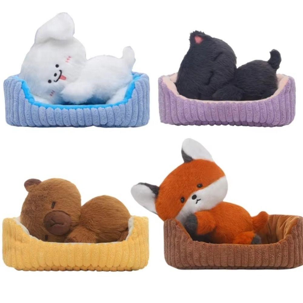 Cuddly Plushie Black Cat Plush Home Decoration Lying Kitten Dog Lying Capybara  Boys Girls