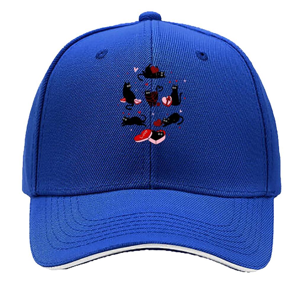 Valentine Black Cats Heart Box Love XOXO Yarn Sandwich Baseball Cap Unisex Women Sun Cap Outdoor Workouts Hat