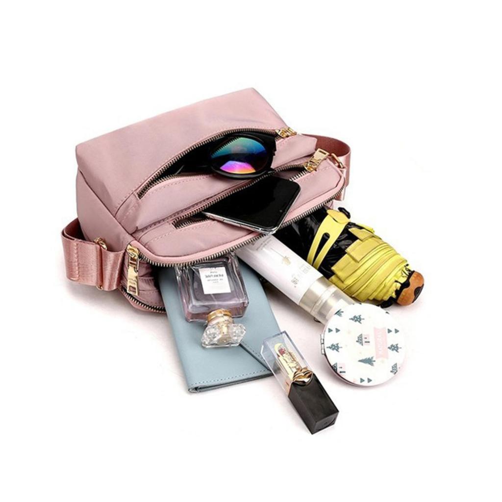 Women Waterproof Nylon Crossbody Shoulder Bags Casual Large Capacity Travel Clutch Bag Female Solid Color Multi-pocket Handbag
