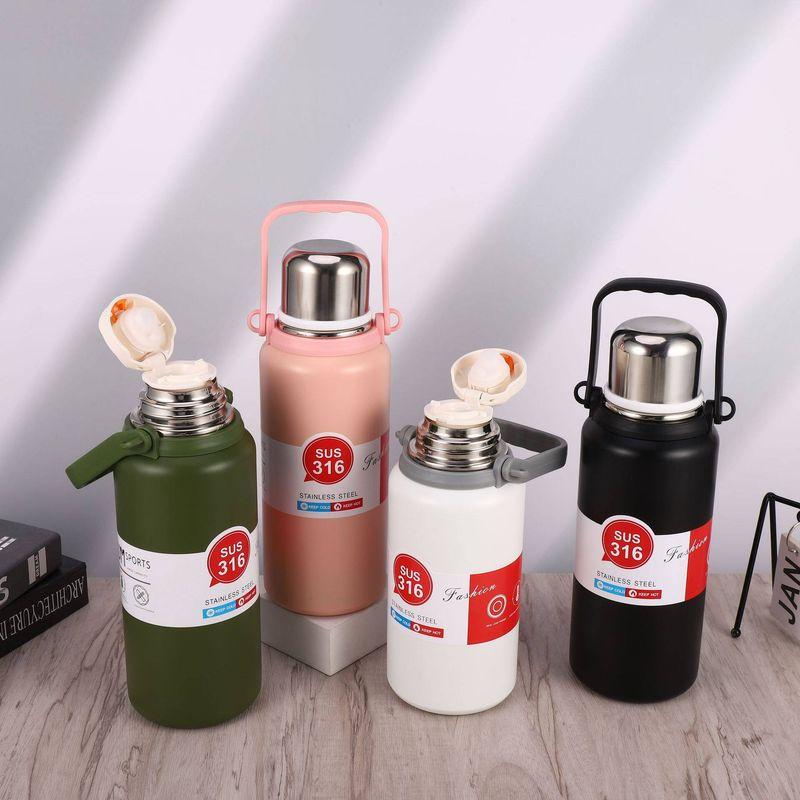 New Arrival 316 Stainless Steel Handle Pot Large Capacity Thermos Cup Outdoor Sports Bottle Portable Travel Pot Diamond Cup