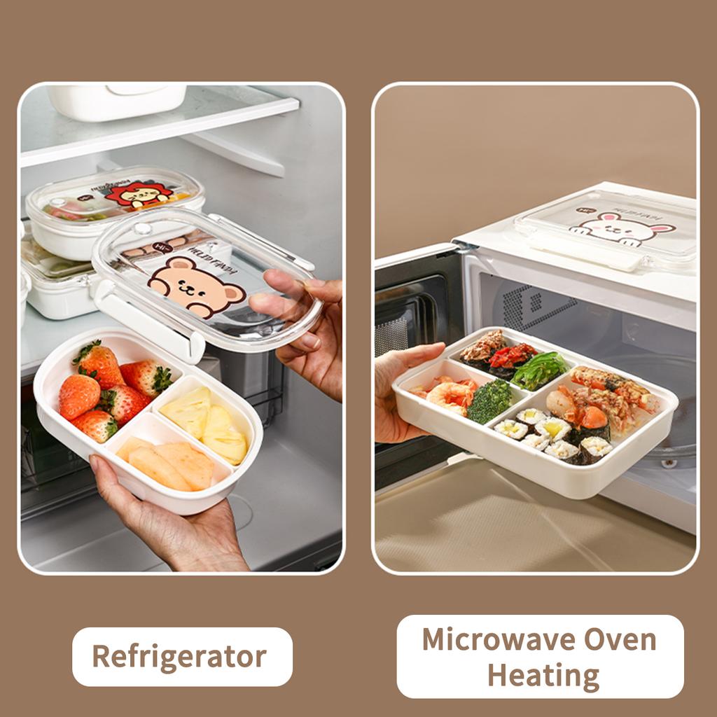WORTHBUY Leak Proof Lunch Box Portable Food Container Microwavable Detachable Compartment Bento Box Plastic Transparent Food Box