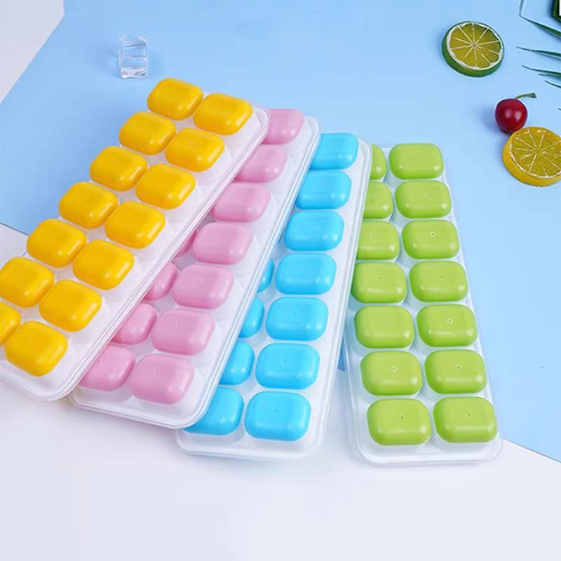 1Pc Silicone Ice Cube Mold Easy-Release Flexible Mold With Spill-Resistant Removable Reusable Lidstackable Ice Tray With Cover