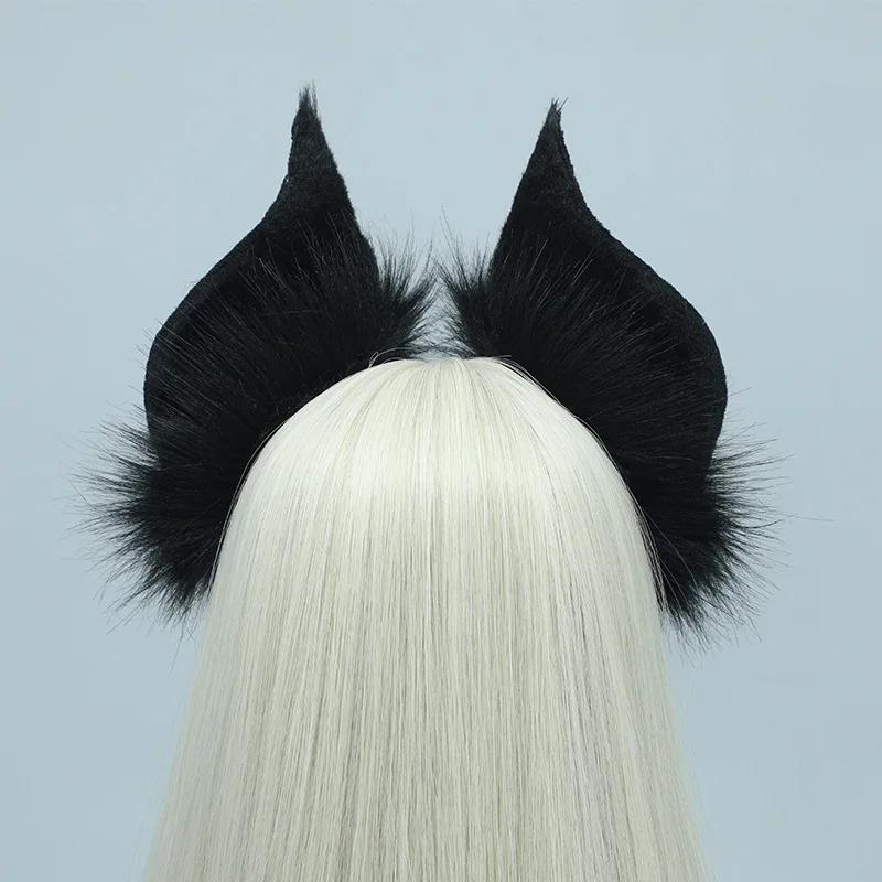 Cute Handmade Faux Fur Bat Ears Headband Halloween Christmas Cosplay Party Costume Accessories Masquerade Party Headdress