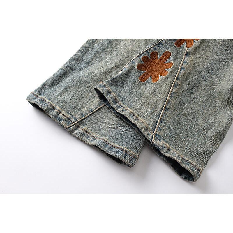 LOSTSHDWS Men's and Women's Spring and Autumn Flared Elastic Jeans Couple Jeans