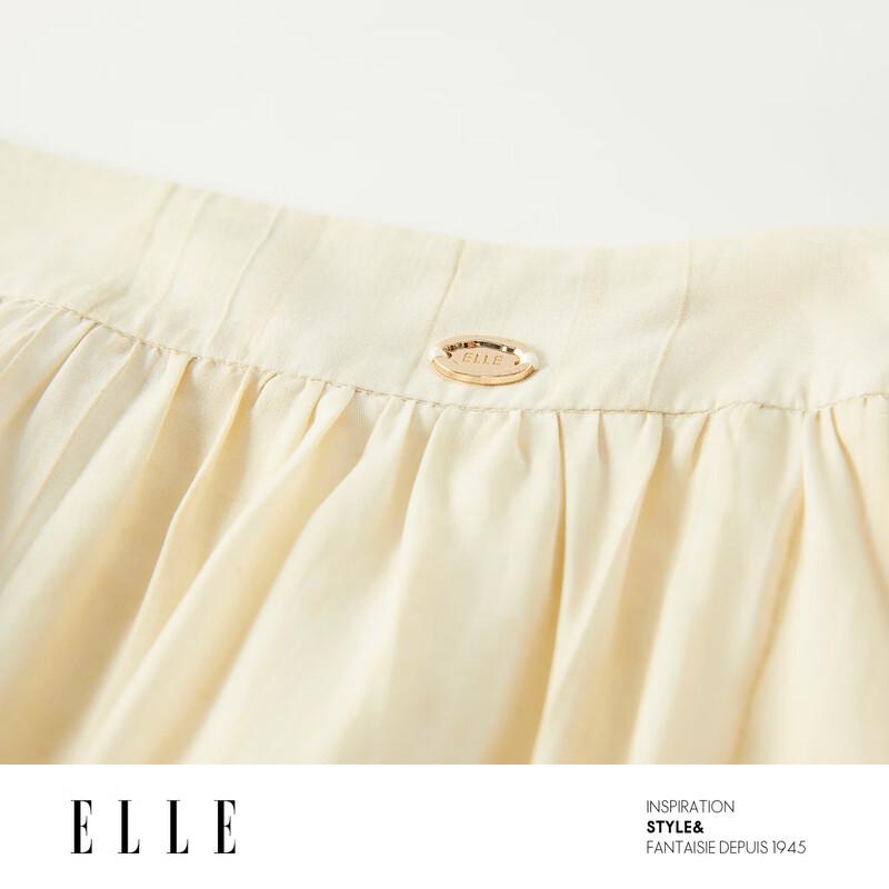 ELLE Draped Lyocell Linen Blend A-Line Skirt