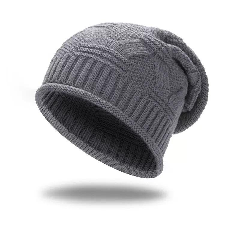 1Piece Autumn Winter Rolled Edge Knitted Cap Fashion Women s Outside Sports Cold Protection Warm Beanie Hat серый