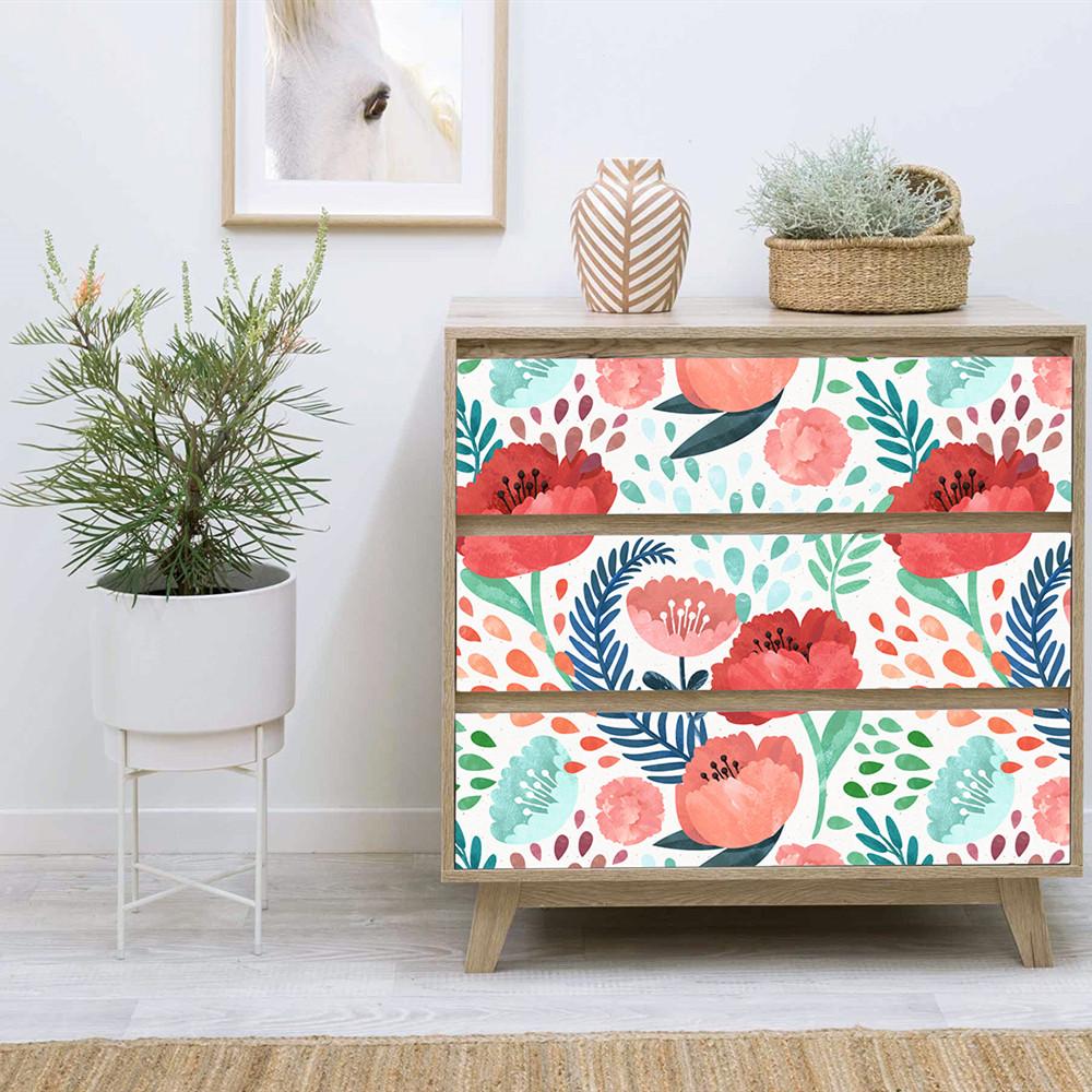 Pivoňkový květinový peel and stick tapeta Vícebarevná vinylová Odnímatelná Samolepicí Vodotěsná pro Ložnici Dětský pokoj Dekorativní